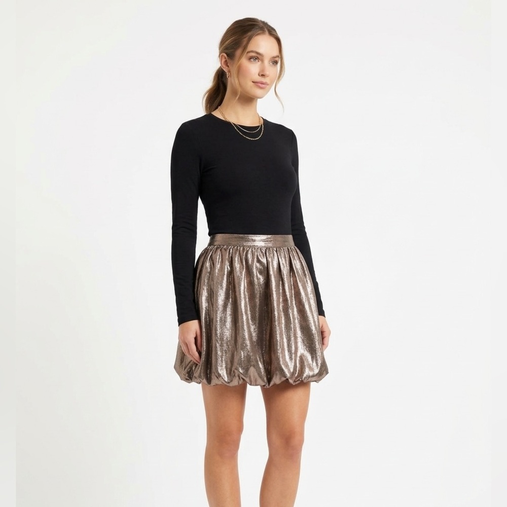 Madewell Metallic Bubble-Hem mini skirt
